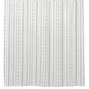 Boho Abstract Arrow Stripe Geometric White Grey Shower Curtain
