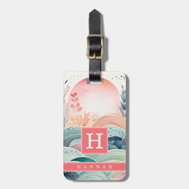 Boho Abstract Art Luggage Tag (Front Vertical)