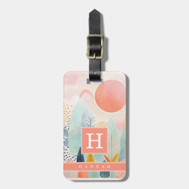 Boho Abstract Art Luggage Tag (Front Vertical)