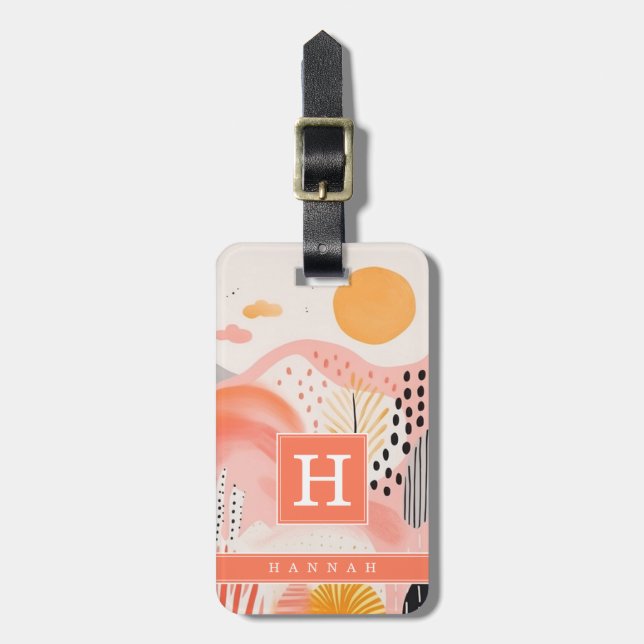 Boho Abstract Art Luggage Tag (Front Vertical)