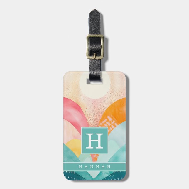 Boho Abstract Art Luggage Tag (Front Vertical)