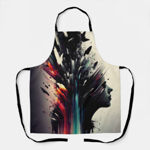 Boho abstract art with girl face apron