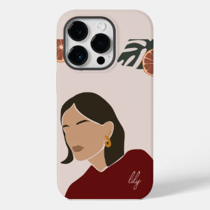 Boho Abstract Art Woman Illustration , Earthy Tone Case-Mate iPhone 14 Pro Case
