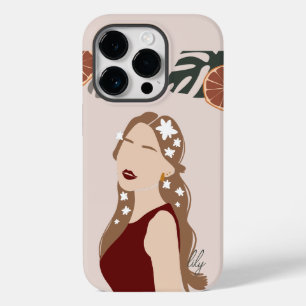Boho Abstract Art Woman Illustration , Earthy Tone Case-Mate iPhone 14 Pro Case