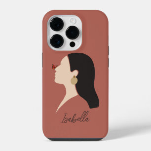Boho Abstract Art Woman Illustration , Earthy Tone iPhone 14 Pro Case