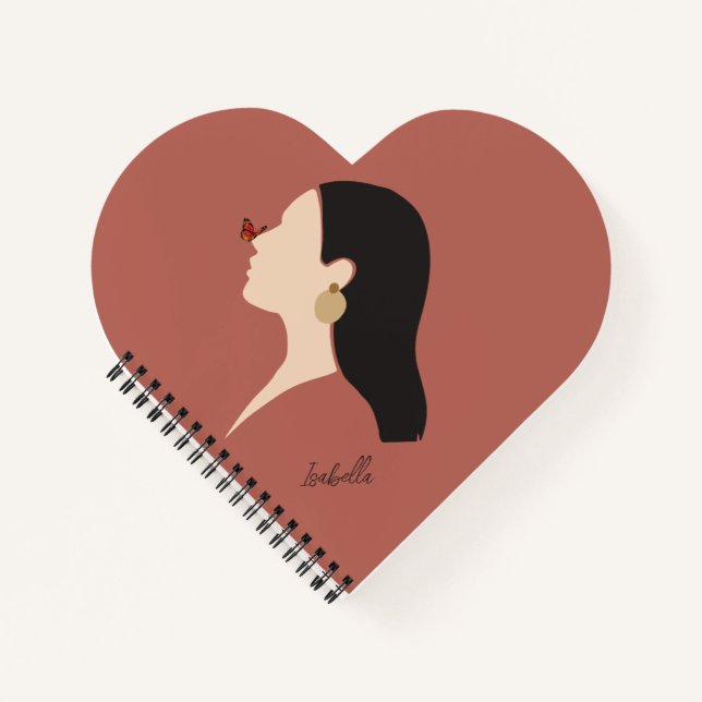 Boho Abstract Art Woman Illustration , Earthy Tone Notebook (Front)