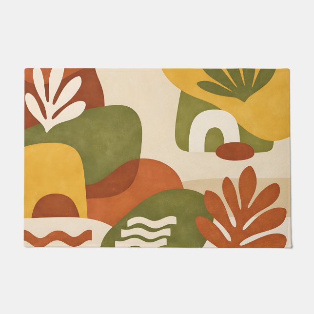 Boho Abstract Botanical Art Doormat (Front)