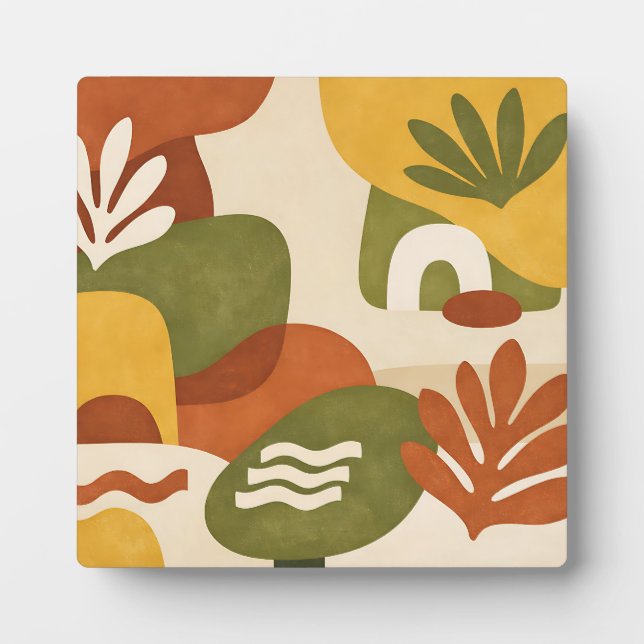 Boho Abstract Botanical Art Plaque (Front)
