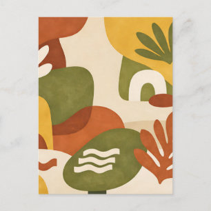 Boho Abstract Botanical Art Postcard