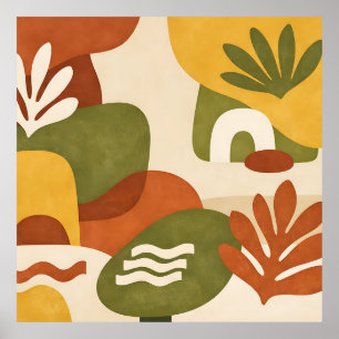 Boho Abstract Botanical Art Poster