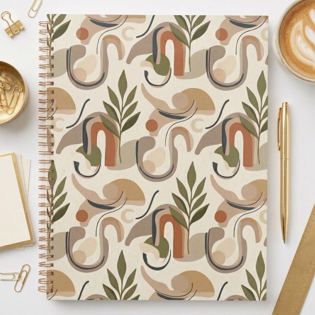 Boho Abstract Botanical Notebook Cover Background Planner (Creator Uploaded)