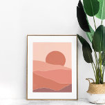 Boho Abstract Burnt Orange SunsetPrint Poster<br><div class="desc">Boho Abstract Burnt Orange Sunset Print. Modern Mid-Century style poster with beautiful sunset colours.</div>