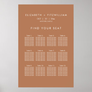 Boho Abstract Caramel Mocha Seating Chart Poster