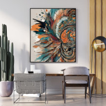 Boho Abstract Come Closer Art Poster