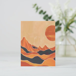 Boho Abstract Desert Landscape with Sun Minimalist Postcard