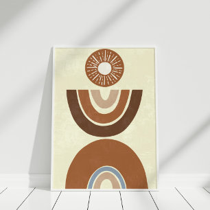 Boho Abstract Earth Tone Folk and Rainbow Poster