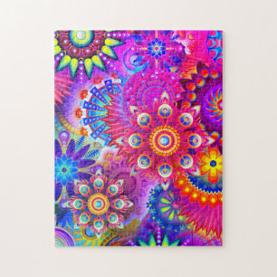 Boho abstract floral colourful  jigsaw puzzle