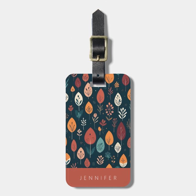 Boho Abstract Floral Luggage Tag (Front Vertical)