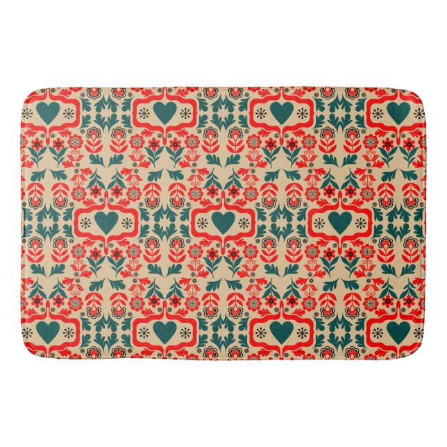 Boho Abstract Flower Art Bath Mat (Front)