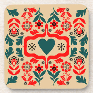 Boho Abstract Flower Art Coaster