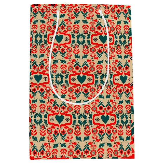 Boho Abstract Flower Art Medium Gift Bag (Front)