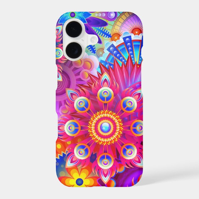 Boho abstract flower colourful floral pattern (Back)
