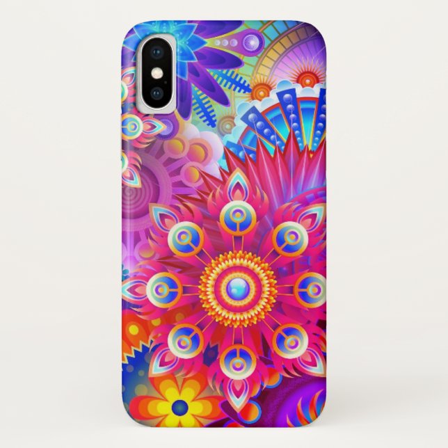 Boho abstract flower colourful floral pattern Case-Mate iPhone case (Back)