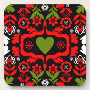 Boho Abstract Flower folk art Coaster