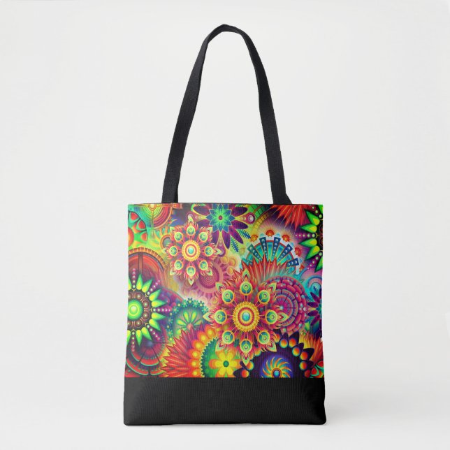 Boho Abstract flower tote (Front)