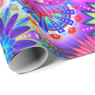 Boho abstract flower wrapping paper