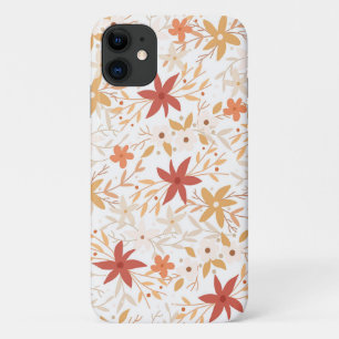 Boho abstract flowers harvest gold rust bone  iPhone 11 case