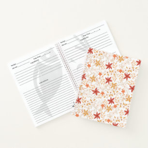 Boho abstract flowers harvest gold rust bone  notebook