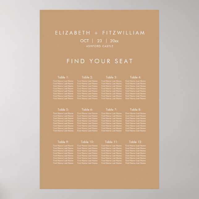 Boho Abstract | Gentle Fawn Wedding Seating Poster (Front)