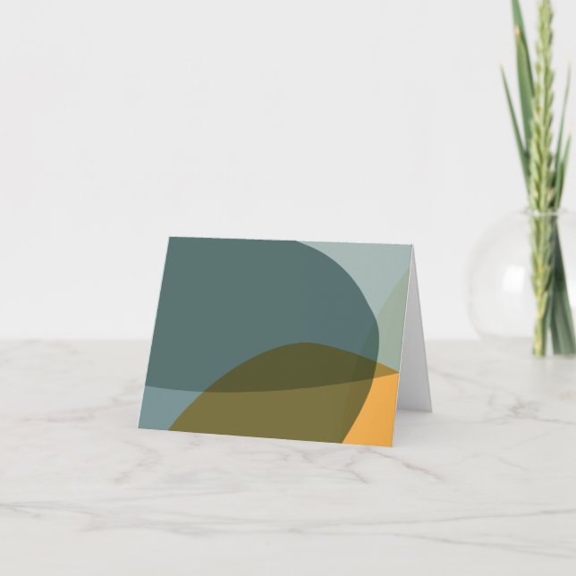 Boho Abstract Geometric Shapes Blue and Yellow Note Card (Front)