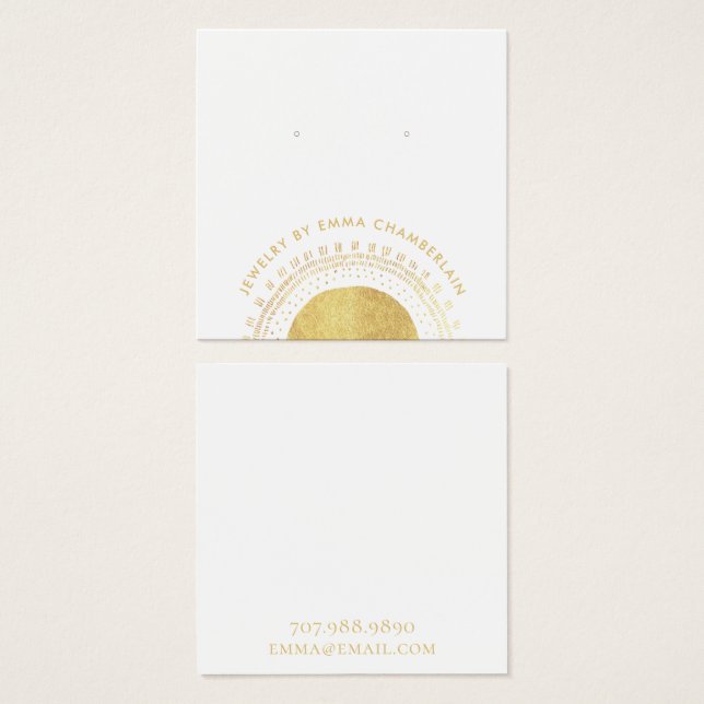 Boho Abstract Gold Circle Earring Display Card (Front & Back)
