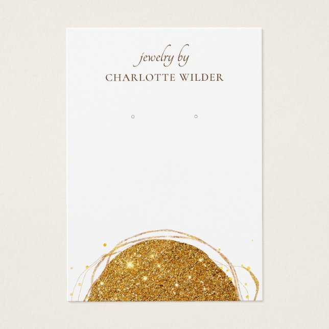 Boho Abstract Gold Glitter Circle Earring Display (Front)