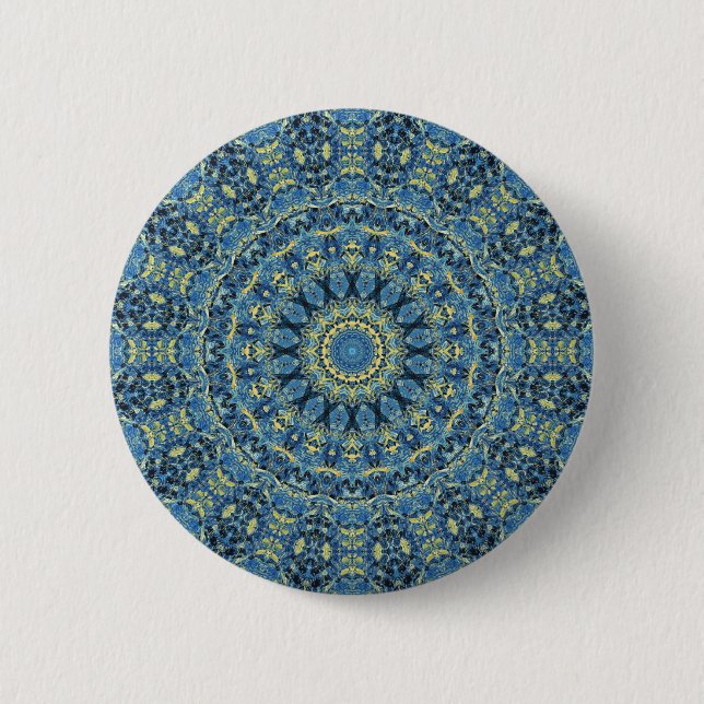 Boho Abstract Groovy Van Gogh Starry Night Mandala 6 Cm Round Badge (Front)