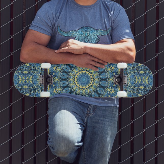 Boho Abstract Groovy Van Gogh Starry Night Mandala Skateboard (Outdoor 3)