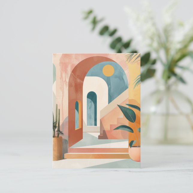 Boho Abstract Landscape (10) Postcard (Standing Front)