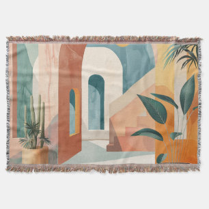 Boho Abstract Landscape (10) Throw Blanket
