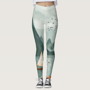 Boho Abstract Landscape (11) Leggings