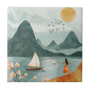 Boho Abstract Landscape (11) Tile