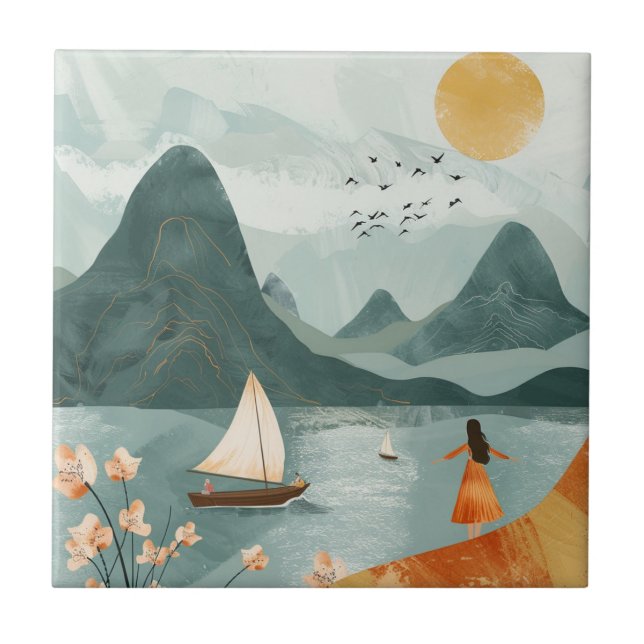 Boho Abstract Landscape (11) Tile (Front)