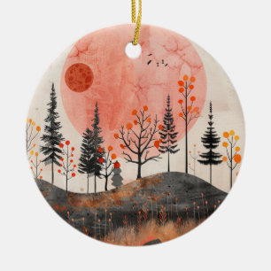 Boho Abstract Landscape (13) Ceramic Tree Decoration