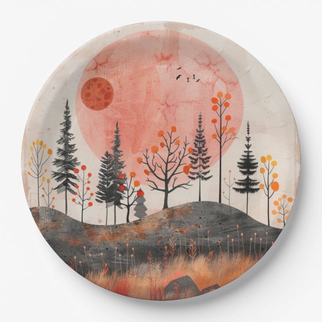 Boho Abstract Landscape (13) Paper Plate (Front)