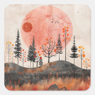 Boho Abstract Landscape (13) Square Sticker
