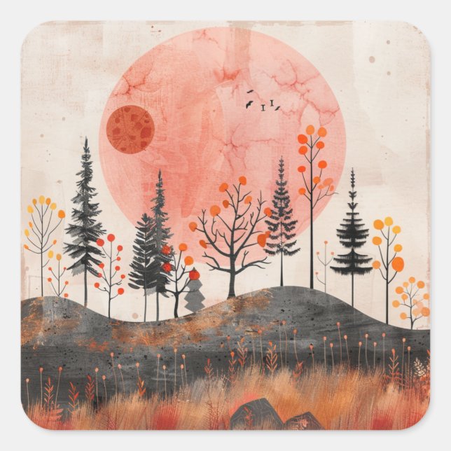 Boho Abstract Landscape (13) Square Sticker (Front)
