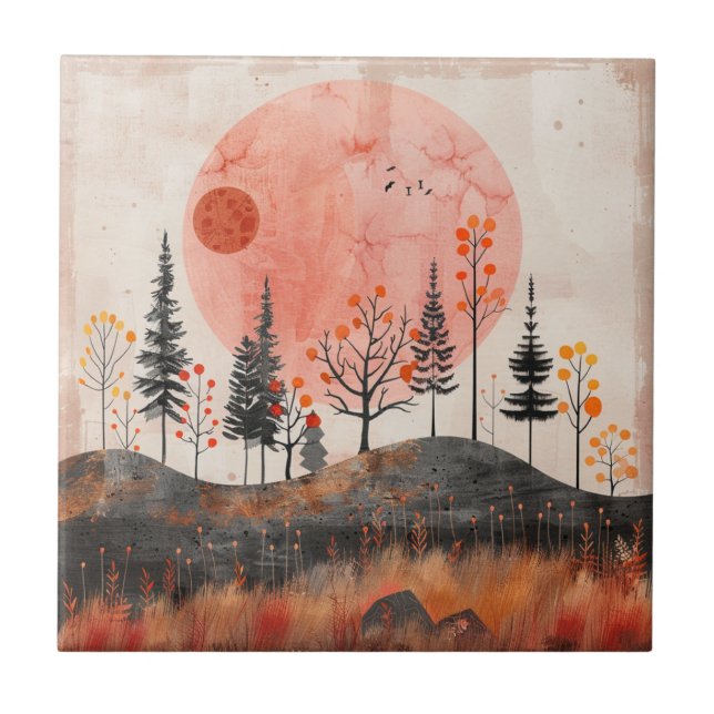 Boho Abstract Landscape (13) Tile (Front)