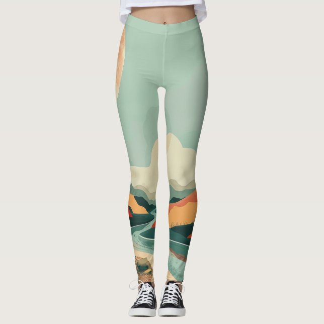 Boho Abstract Landscape (14) Leggings (Front)