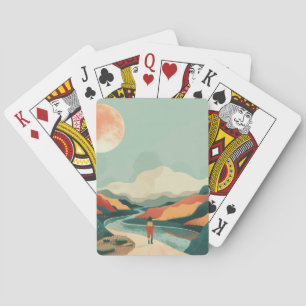 Boho Abstract Landscape (14) Playing Cards